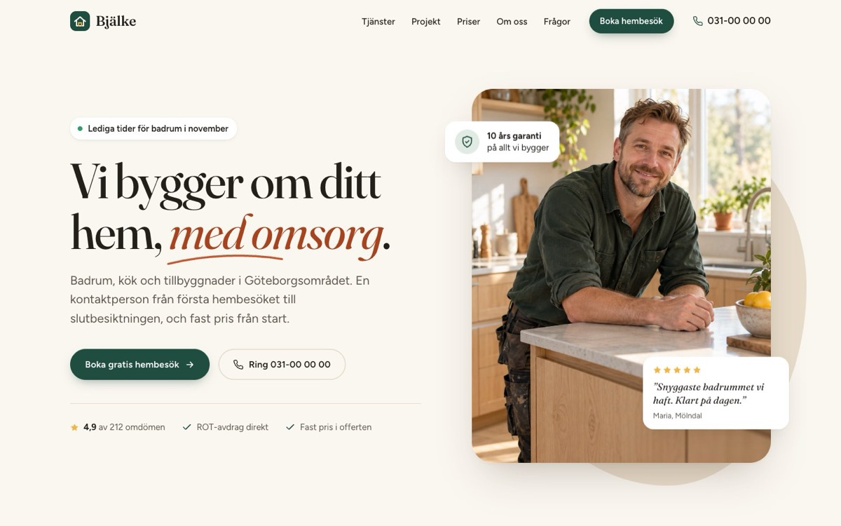 Startsidan i temat Nordic Warm