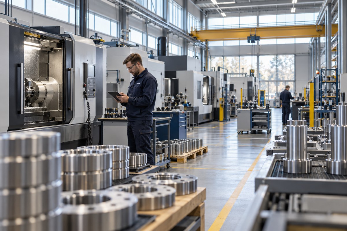 Produktionslinje med CNC-maskiner